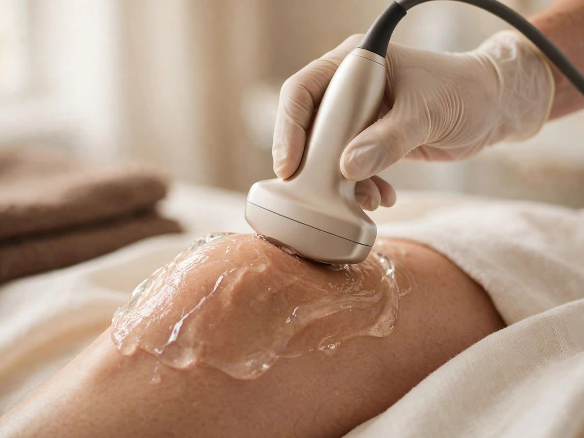 Therapeutic ultrasound treatment supporting deep-tissue healing at Indigo Wellness Clinic, Coquitlam